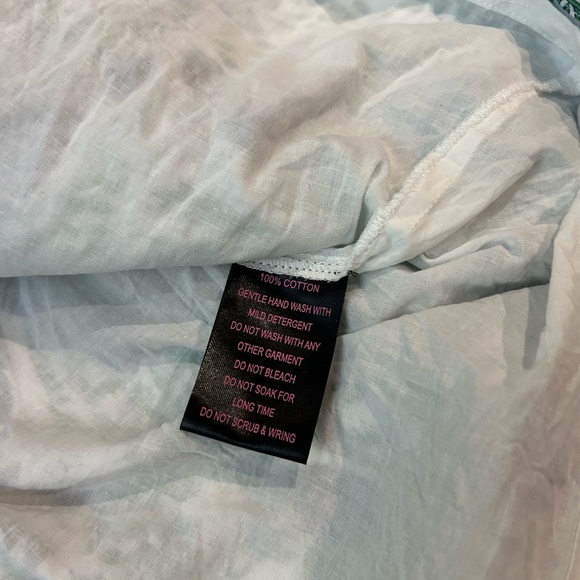 LIZA BYRD The Brie Cotton Block Print Dress Green Blue Floral Bird Print XL - Picture 9 of 13